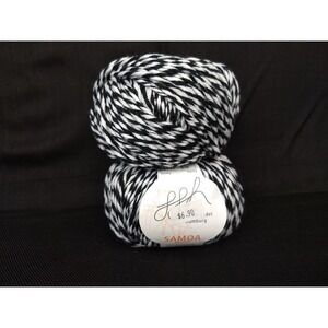 GGH Samoa Yarn Cotton Blend Black & White 50g Color 513 Made in Germany NEW Pair